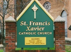 St Francis Xavier Catholic Church sign