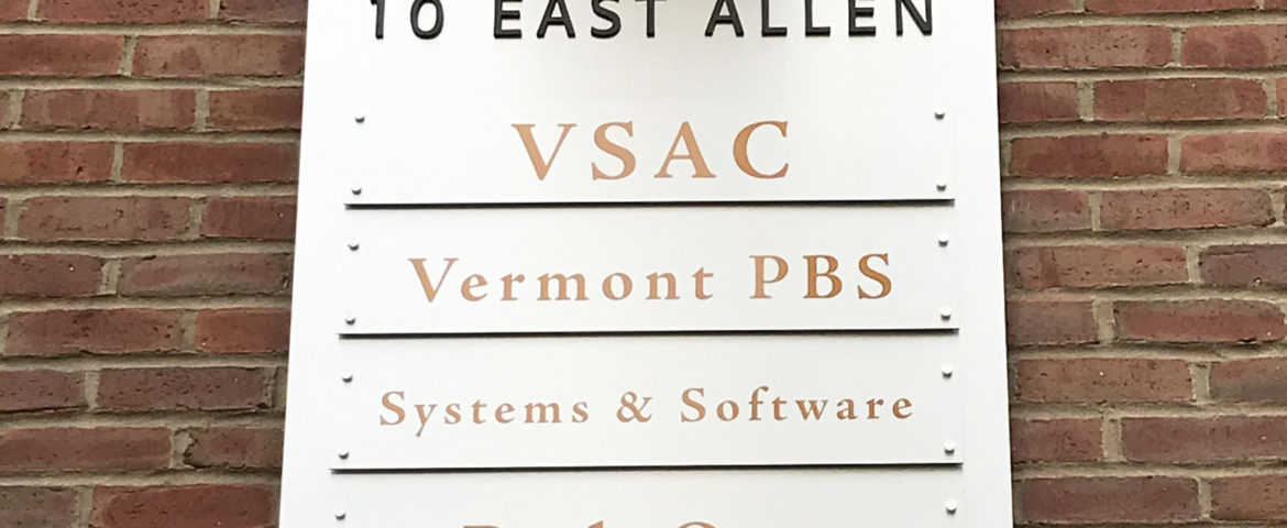 10 East Allen VSAC Custom Brushed Aluminum Directory Sign with Raised Acrylic & Vinyl Lettering