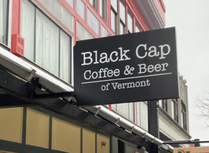 Black Cap Coffee Metal Sign with Acrylic White Raised Letters