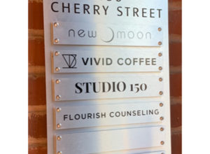 150 Cherry Street Brushed Aluminum Directory with Vinyl Graphics