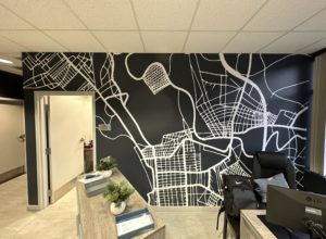 White Vinyl Graphic on Painted Wall