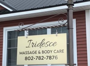 Iridesce Massage & Body Care - Bushed Gold ACM Sign with Black Vinyl Graphics/Lettering