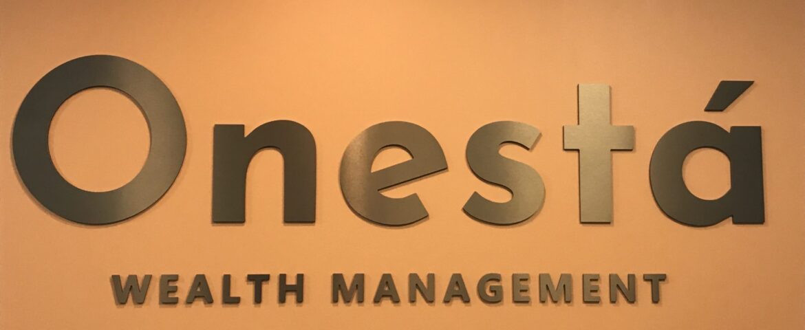 Onesta bronze raised letters