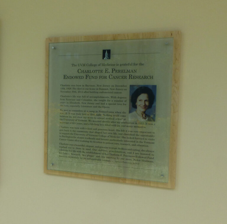 Perelman Plaque at UVM College