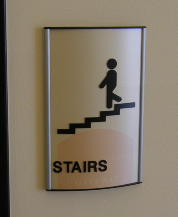 ADA Room Sign Sign showing a person walking down stairs with the word "STAIRS" below the graphic.